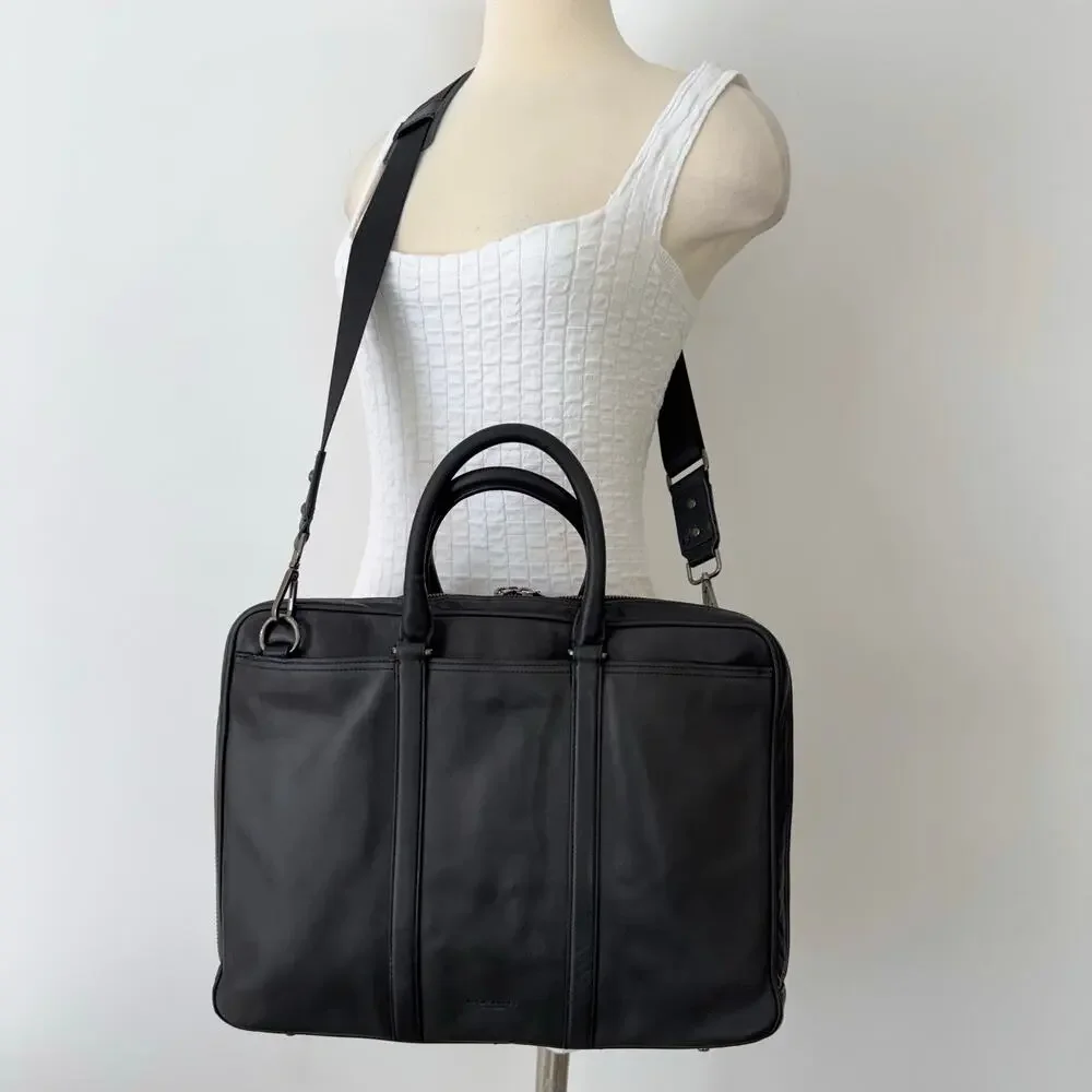 Coach Metropolitan Slim Briefcase Leather Bag Business Travel Black 71732